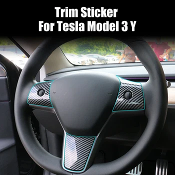 Накладка на рулевое колесо, Измененная внутренняя отделка, наклейка, 3 шт./компл. для Tesla Model 3 Y ABS из углеродного волокна