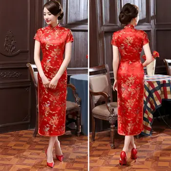 Ретро-платье чонсам, современное китайское улучшенное платье 2021 года для подружки невесты, вечернее платье с коротким рукавом и разрезом сбоку, дизайнерское платье qipao