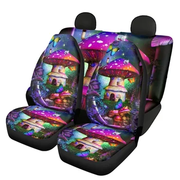 Автомобильные чехлы для передних/задних сидений Galaxy Butterfly с 3D Рисунком, Эластичный Съемный Чехол для автокресла, Фантазийный Гриб, Легко Моющийся Чехол для сиденья