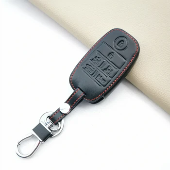 6 Кнопок Кожаный чехол для ключей от автомобиля Kia Sedona 2015-2019 Smart Remote Fob Крышка Держатель для брелка Защитная сумка Автоаксессуары
