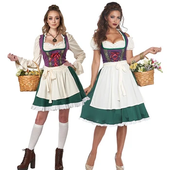 НОВЫЙ Карнавальный костюм Dirndl Octoberfest Баварская традиционная официантка Fraulein Clubs Косплей Нарядное вечернее платье на Хэллоуин