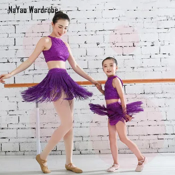 Детское балетное платье без рукавов с блестками, платья для танцев с кисточками, гимнастическое трико для девочек YQ002