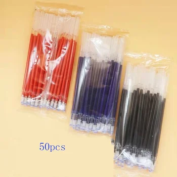 50 шт./упак. 0,5 мм Черная/красная/синяя быстросохнущая гелевая ручка для заправки школьных канцелярских принадлежностей большой емкости
