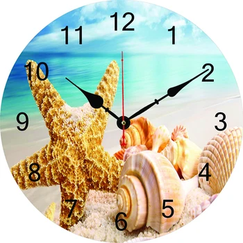 Пляжные настенные часы с морской звездой, современный дизайн, Гостиная, спальня, Украшение офиса, Кухонные часы, Художественные настенные часы, Домашний декор