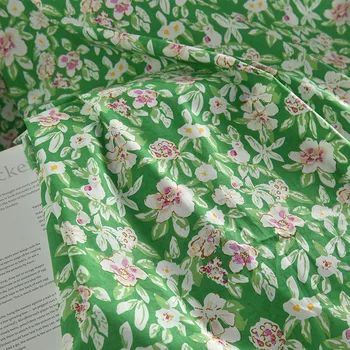натуральная ткань из чистого хлопка для одежды в пляжном стиле с цветочным принтом, ткань ручной работы для пошива одежды, платьев