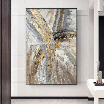 Arthyx, 100% ручная роспись Абстрактными золотыми картинами маслом на холсте, картины современного искусства, настенная живопись для украшения дома в гостиной