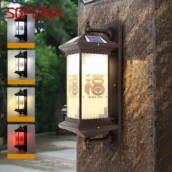 Уличный солнечный настенный светильник SOFEINA Creativity, китайское бра, светодиодный Водонепроницаемый IP65 для дома, виллы, балкона, двора