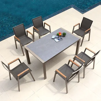 Уличные столы и стулья, садовый ротанговый стул во внутреннем дворе, набор для чайного столика из водонепроницаемого материала и солнцезащитного средства на открытом воздухе