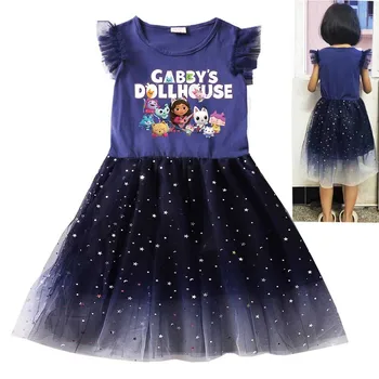 Кукольный домик Габби из аниме для маленьких девочек, летние платья с короткими рукавами, детская одежда Gabby Cats, детское спортивное повседневное платье