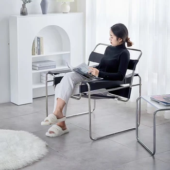 Антикварный Дизайнерский стул для гостиной Домашнее Седло из нержавеющей стали Кожаный Складной Диван-кресло для отдыха Прямая поставка