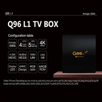 Q96 L1 Smart TV Box Android 10 Amlogic S905L2 Четырехъядерный 2,4 G WIFI 4K UHD телеприставка 4 ГБ 64 ГБ Медиаплеер H.265 Домашний кинотеатр