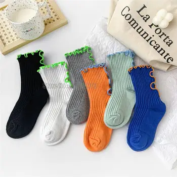 3 пары Новых детских однотонных милых носков с кружевом в виде бабочки из мягкого хлопка Для детей, летние дышащие Короткие носки-трубочки для девочек