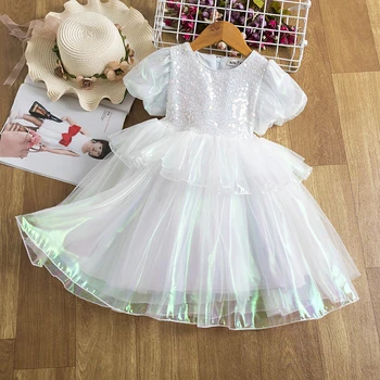 Платья с блестками для девочек, пышное бальное платье-пачка принцессы, детская Элегантная свадебная вечеринка, Сказочная одежда, Детское официальное платье 3-8 лет