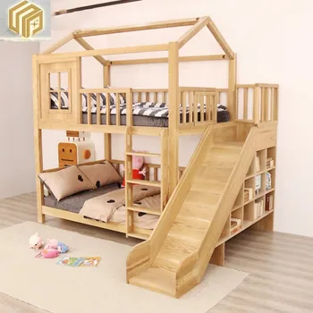 Бытовая детская двухслойная кровать-горка из американского массива дерева, кровать для подъема и опускания, высокая и низкая кровать, детская кровать в спальне