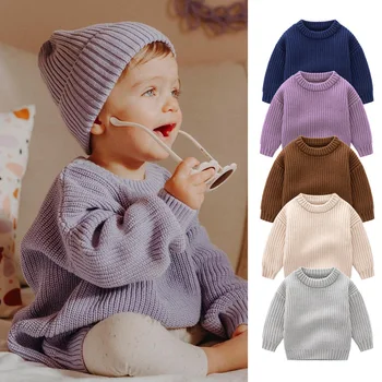 INS/ детский свитер для маленьких мальчиков и девочек, осенне-зимняя свободная вязаная куртка
