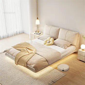 Современные минималистичные подвесные каркасы кроватей для мебели спальни, каркас двуспальной кровати из массива дерева в скандинавском стиле, бытовая кровать 1,5 метра