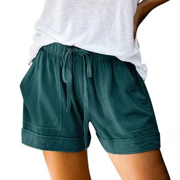 Летние женские шорты 2023 года с завышенной талией, повседневные брюки Хакама, свободные женские шорты-бермуды с эластичной резинкой на талии