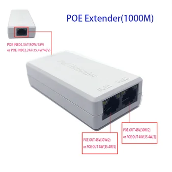 Гигабитный 2-портовый POE-удлинитель, стандарт IEEE 802.3af/at PoE +, 10/100/1000 Мбит/с, POE-ретранслятор 100 метров (328 футов), Удлинитель