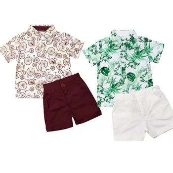 Новый комплект из 2 предметов для малышей, рубашка для маленьких мальчиков, топ + Брюки, Шорты, Комплект одежды