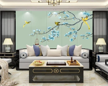 beibehang Индивидуальный современный диван спальня гостиная пейзаж с цветами и птицами новые китайские фоновые обои из папье-маше